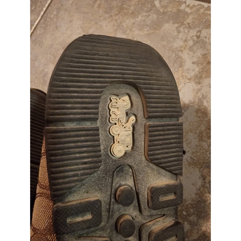 Coach Signature Monogram Leather Trim Sneakers Brown Khaki Low Top Shoes - Picture 5 of 6